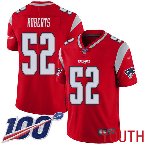New England Patriots Football #52 100th Season Inverted Limited Red Youth Elandon Roberts NFL Jersey